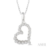 1/10 ctw Round Cut Diamond Heart Pendant in 10K White Gold with Chain