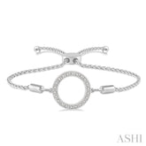 1/10 ctw Hollow Cut Circle Round Cut Diamond Sterling Silver Lariat Bracelet