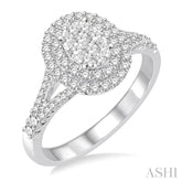 3/4 ctw Oval Shape Diamond Lovebright Diamond Ring in 14K White Gold