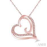 1/10 ctw Round Cut Diamond Heart Pendant in 10K Rose Gold with Chain