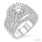 1 3/8 ctw Diamond Semi-mount Engagement Ring in 14K White Gold