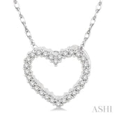 1/10 ctw Round Cut Diamond Heart Pendant in 10K White Gold with Chain