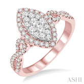 3/4 ctw Marquise Shape Diamond Lovebright Ring in 14K Rose and White Gold