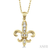 1/6 ctw Round Cut Diamond Fleur De Lis Pendant in 14K Yellow Gold with Chain