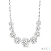 1 ctw Round Cut Lovebright Diamond Necklace in 14K White Gold