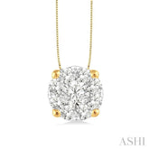 1/2 ctw Lovebright Round Cut Diamond Pendant in 14K Yellow and White Gold with Chain