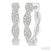 1/5 ctw Entwined Round Cut Diamond Hoop Earrings in 10K White Gold