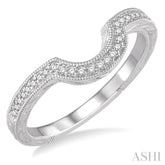 1/6 ctw Curve Center Round Cut Diamond Wedding Band in 14K White Gold