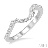 1/4 ctw Curved Center Round Cut Diamond Wedding Band in 14K White Gold