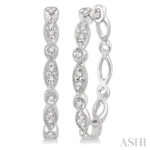 1/6 ctw Marquise & Circle Motif Round Cut Diamond Hoop Earrings in 10K White Gold