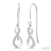 1/10 ctw Figure Eight Round Cut Diamond Infinity Petite Earrings in 10K White Gold