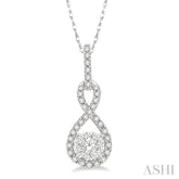 1/4 ctw Winding Round Cut Diamond Lovebright Pendant With Link Chain in 14K White Gold