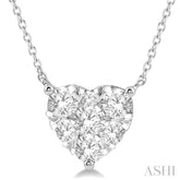 1 ctw Lovebright Diamond Heart Pendant With Chain in 14K White Gold