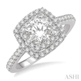 1 ctw Round Cut Center Stone Diamond Ladies Engagement Ring in 14K White Gold