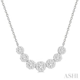 3/4 ctw Round Cut Diamond Lovebright Necklace in 14K White Gold