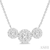 1 ctw 3-Stone Lovebright Round Cut Diamond Necklace in 14K White Gold