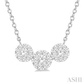 1/2 ctw 3-Stone Lovebright Round Cut Diamond Necklace in 14K White Gold