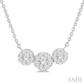1/3 ctw 3-Stone Lovebright Round Cut Diamond Necklace in 14K White Gold