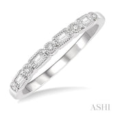1/10 ctw Lattice Baguette and Round Cut Diamond Stackable Band in 14K White Gold