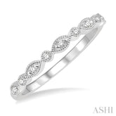 1/10 ctw Marquise & Circular Mount Round Cut Diamond Stackable Band in 14K White Gold