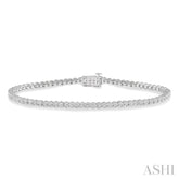 1/4 ctw Round Cut Diamond Miracle Plate Tennis Bracelet in 10K White Gold