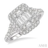 1 ctw Baguette & Round Cut Fusion Diamond Ring in 14K White Gold