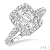 1 ctw Baguette & Round Cut Fusion Diamond Ring in 14K White Gold