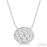 1/2 ctw Oval Shape Lovebright Diamond Pendant With Chain in 14K White Gold