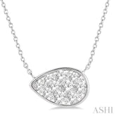 1/2 ctw Pear Shape Lovebright Diamond Pendant With Chain in 14K White Gold