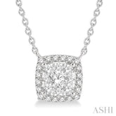 1/2 ctw Cushion Shape Lovebright Diamond Pendant With Chain in 14K White Gold