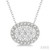 1/2 ctw Oval Shape Lovebright Round Cut Diamond Pendant in 14K White Gold