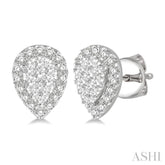 1/2 ctw Pear Shape Lovebright Diamond Stud Earrings in 14K White Gold