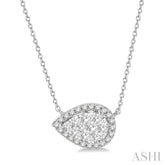 1/2 ctw Pear Shape Round Cut Diamond Lovebright Pendant With Chain in 14K White Gold