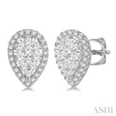1 ctw Pear Shape Lovebright Diamond Stud Earrings in 14K White Gold