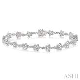 1 1/5 ctw Flower and Marquise Link Diamond Bracelet in 14K White Gold