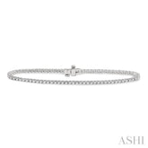 1 ctw Square Shape Round Cut Diamond Tennis Bracelet in 14K White Gold