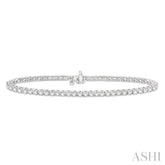 2 ctw Square Shape Round Cut Diamond Tennis Bracelet in 14K White Gold