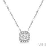 1/6 ctw Cushion Shape Lovebright Diamond Pendant With Chain in 14K White Gold