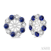 2.65 MM Round Cut Sapphire and 3/4 ctw Round Cut Diamond Precious Earrings Jacket in 14K White Gold