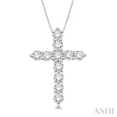 1/4 ctw Round Cut Diamond Cross Pendant in 14K White Gold with Chain