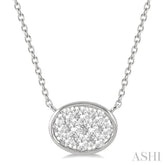 1/3 ctw Oval Shape Lovebright Diamond Pendant With Chain in 14K White Gold