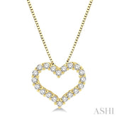 1/2 ctw Heart Shape Round Cut Diamond Pendant With Chain in 14K Yellow Gold