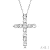 2 ctw Round Cut Diamond Cross Pendant in 14K White Gold with Chain