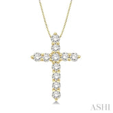 1/4 ctw Round Cut Diamond Cross Pendant in 14K Yellow Gold with Chain