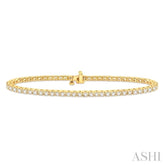 2 ctw Square Shape Round Cut Diamond Tennis Bracelet in 14K Yellow Gold