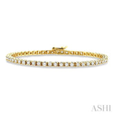 3 ctw Square Shape Round Cut Diamond Tennis Bracelet in 14K Yellow Gold