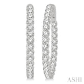 4 ctw Inside-Out Round Cut Diamond Oval Shape Hoop Earrings in 14K White Gold