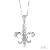 1/20 ctw Single Cut Diamond Fleur De Lis Pendant in Sterling Silver with Chain