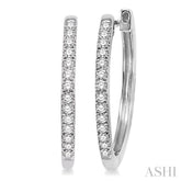 1/4 ctw Round Cut Diamond Hoop Earrings in 10K White Gold