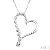 1/10 ctw Round Cut Diamond Heart Pendant in Sterling Silver with Chain